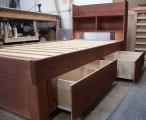 Ash twin w/ deep drawers with dividers and storage headboard