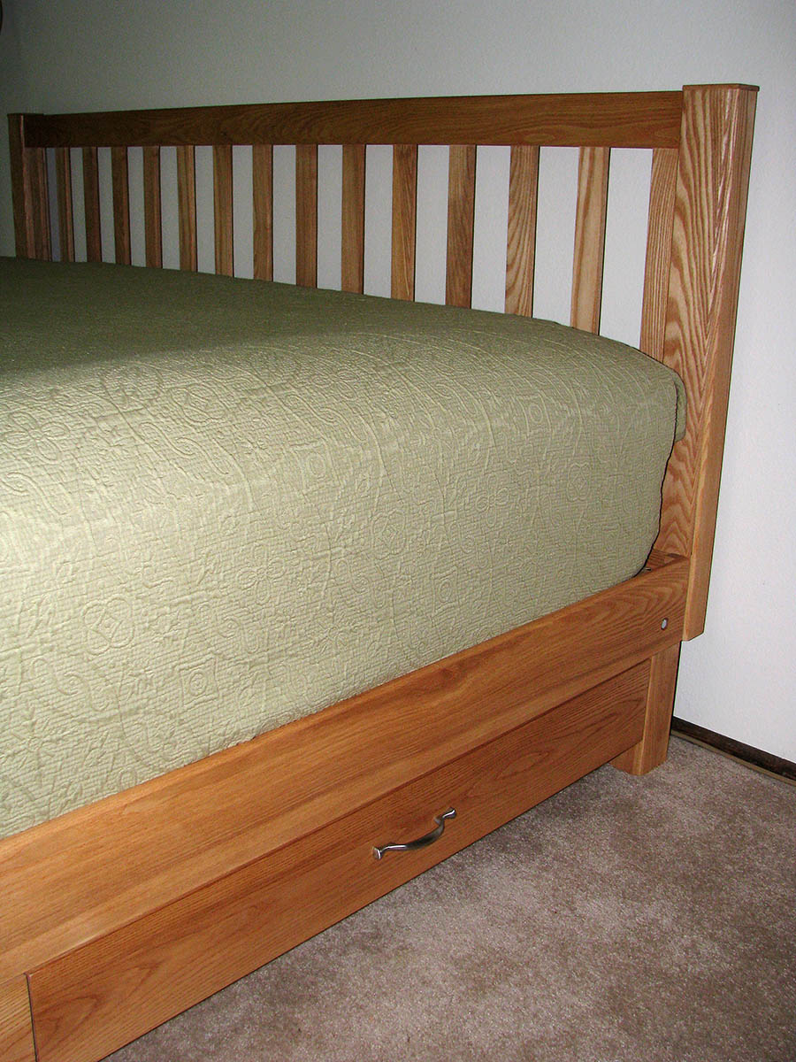 Ash finish drawers and headboard