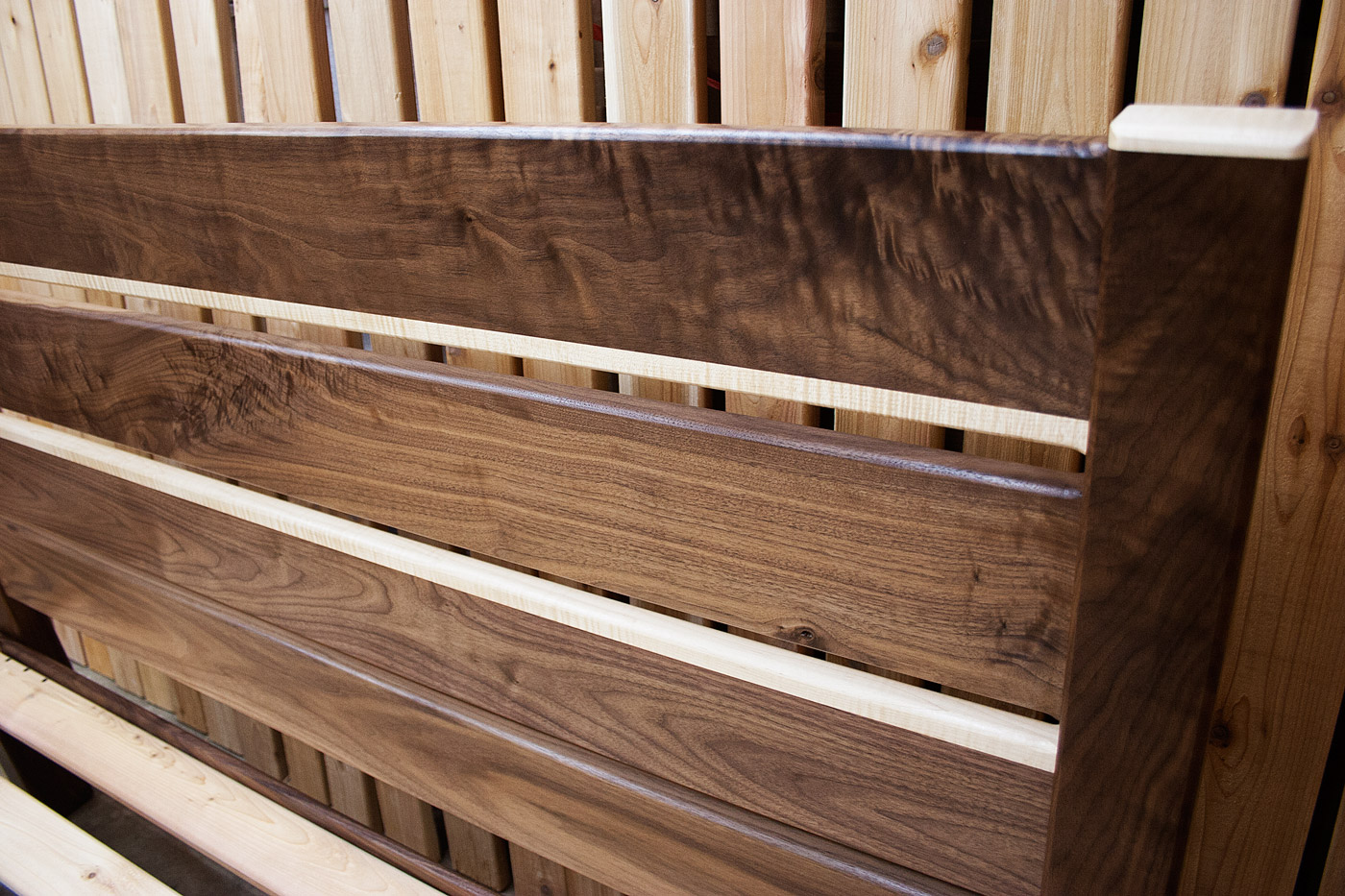 Walnut/Curly maple headboard