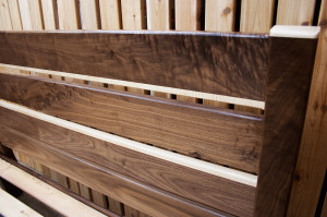 Walnut/curly maple headboard